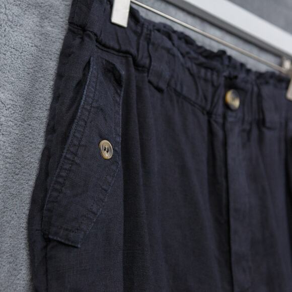 C & C CALIFORNIA 100% Linen Relaxed Fit Pants Elastic Waist Black Sz L - Picture 3 of 7